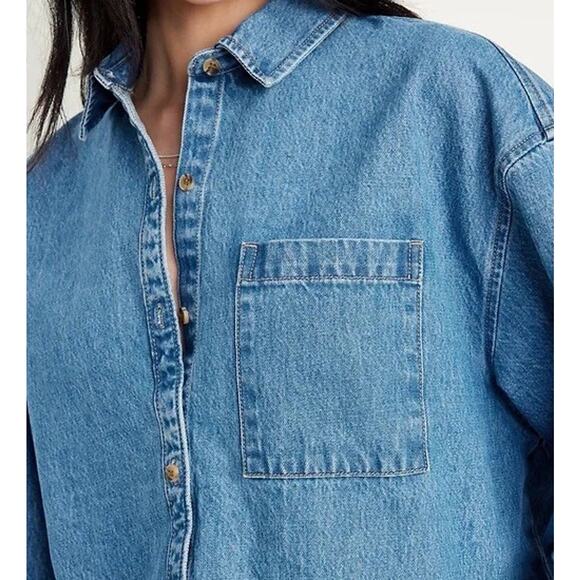 Old Navy Women’s Large Tall Oversized Boyfriend Denim Shirt NWT - Picture 6 of 6